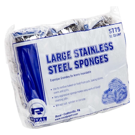 Amercareroyal Royal Large Stainless Steel Sponge, PK72 S775/6